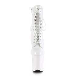 Pleaser FLAMINGO-1020 White Patent Women Ankle Boots