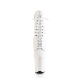 Pleaser FLAMINGO-1020 White Vegan Leather Ankle Boots