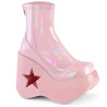 Demonia DYNAMITE-100 Rose Hologram Platform Wedge Boots