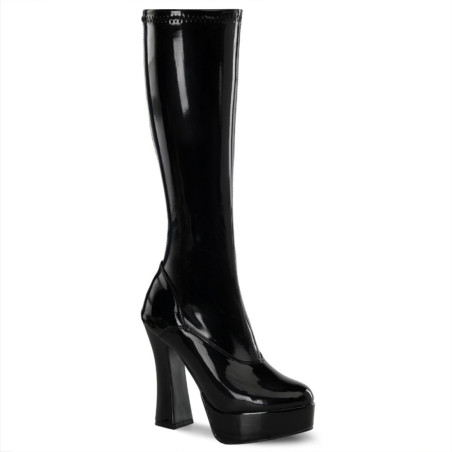 Pleaser ELECTRA-2000Z Black Patent Chunky 70s Abba Boots