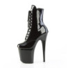Pleaser FLAMINGO-1020BLG Black Patent Blue Glitter Boots