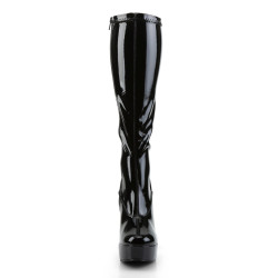 Pleaser ELECTRA-2000Z Black Patent Chunky 70s Abba Boots