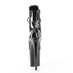 Pleaser FLAMINGO-1020BLG Black Patent Blue Glitter Boots