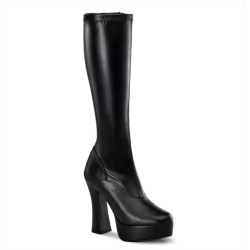 Pleaser ELECTRA-2000Z Black Vegan Chunky 70s Abba Boots