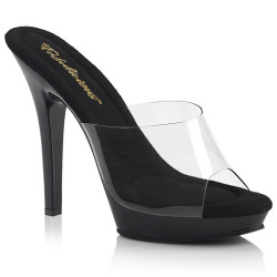 Fabulicious LIP-101 Transparent Black Mules Women