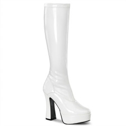 Pleaser ELECTRA-2000Z White Patent Chunky 70s Abba Boots