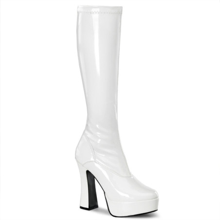 Pleaser ELECTRA-2000Z White Patent Chunky 70s Abba Boots
