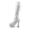 Pleaser ELECTRA-2000Z White Patent Chunky 70s Abba Boots