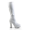 Pleaser ELECTRA-2000Z White Patent Chunky 70s Abba Boots