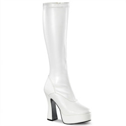 Pleaser ELECTRA-2000Z White Vegan Chunky 70s Abba Boots