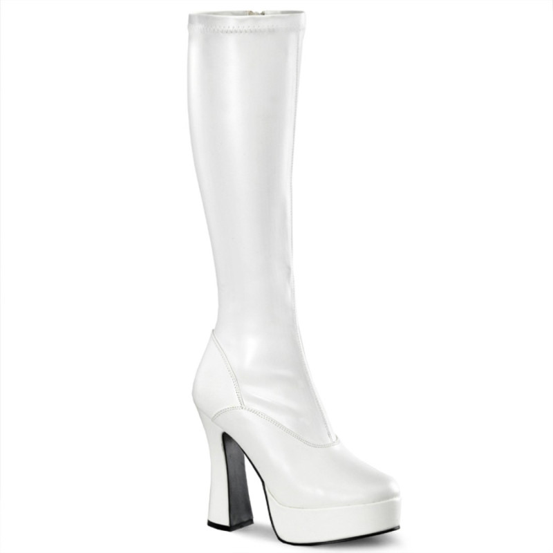 Pleaser ELECTRA-2000Z White Vegan Chunky 70s Abba Boots Pleaser ELECTRA-2000Z White Vegan Chunky 70s Abba Boots