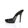 Fabulicious LIP-101 Transparent Black Mules Women
