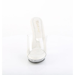 Fabulicious LIP-101CAS Transparent Silver Strass Mules