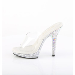 Fabulicious LIP-101CAS Transparent Silver Strass Mules