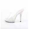 Fabulicious LIP-101CAS Transparent Silver Strass Mules
