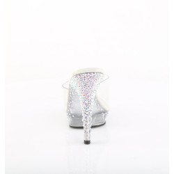 Fabulicious LIP-101CAS Transparent Silver Strass Mules