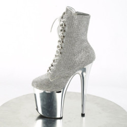 Pleaser FLAMINGO-1020CHRS Silver Strass Chrome Boots