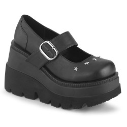 Demonia SHAKER-23 Black Vegan Platform Wedge Pumps