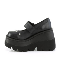 Demonia SHAKER-23 Black Vegan Platform Wedge Pumps
