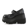 Demonia SHAKER-23 Black Vegan Platform Wedge Pumps