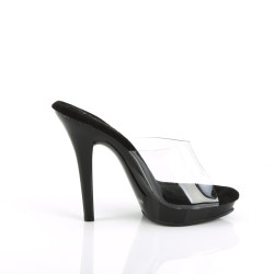 Fabulicious LIP-101 Transparent Black Mules Women