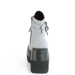 Demonia SHAKER-52 Grey Reflective Platform Wedge Ankle Boots