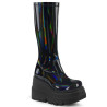 Demonia SHAKER-65 Black Hologram Platform Wedge Boots