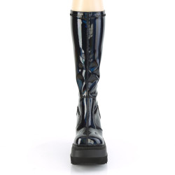 Demonia SHAKER-65 Black Hologram Platform Wedge Boots