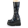 Demonia SHAKER-65 Black Hologram Platform Wedge Boots