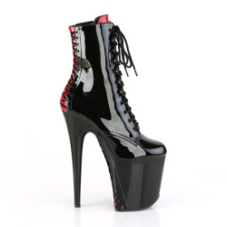 Pleaser FLAMINGO-1020FH Black Patent Heeled Ankle Boots