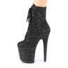 Pleaser FLAMINGO-1020GWR Black Glitter Ankle Boots