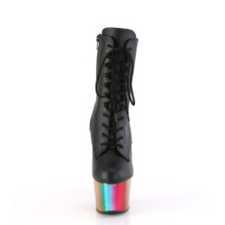 Pleaser ADORE-1020RC Black Vegan Leather Rainbow Chrome