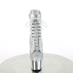Pleaser ADORE-1020SQ-02 Silver Hologram Sequins Chrome