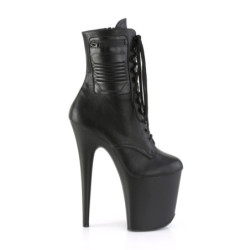Pleaser FLAMINGO-1020PK Black Vegan Leather Ankle Boots