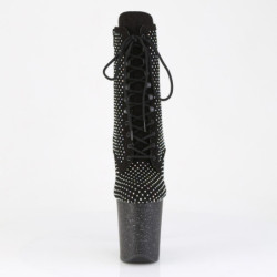 Pleaser FLAMINGO-1020RM Black Vegan Suede Strass Mesh