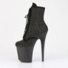 Pleaser FLAMINGO-1020RM Black Vegan Suede Strass Mesh