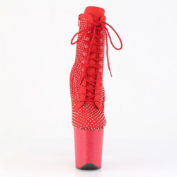 Pleaser FLAMINGO-1020RM Red Vegan Suede Strass Mesh