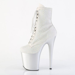 Pleaser FLAMINGO-1020RM Silver Vegan Sude Strass Mesh