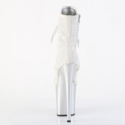 Pleaser FLAMINGO-1020RM Silver Vegan Sude Strass Mesh