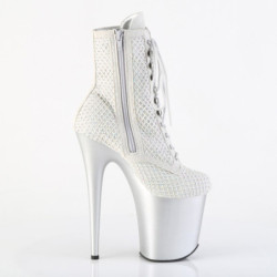 Pleaser FLAMINGO-1020RM Silver Vegan Sude Strass Mesh