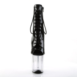 Pleaser FLAMINGO-1021 Black Patent Transparent Boots