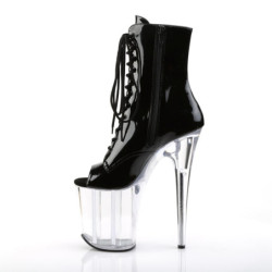 Pleaser FLAMINGO-1021 Black Patent Transparent Boots
