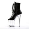 Pleaser FLAMINGO-1021 Black Patent Transparent Boots