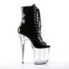 Pleaser FLAMINGO-1021 Black Patent Transparent Boots