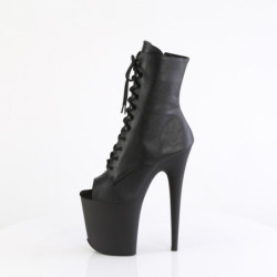 Pleaser FLAMINGO-1021 Black Vegan Leather Ankle Boots