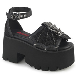 Demonia ASHES-11 Black Vegan Chunky Women Sandal