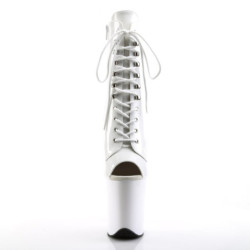 Pleaser FLAMINGO-1021 White Patent Women Ankle Boots