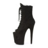 Pleaser FLAMINGO-1021FS Black Vegan Suede Ankle Boots