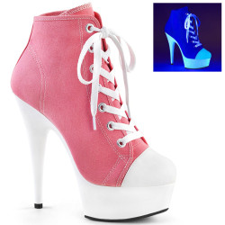 Pleaser DELIGHT-600SK-02 Pink Canvas Neon White Boots