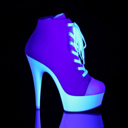 Pleaser DELIGHT-600SK-02 Pink Canvas Neon White Boots